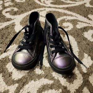 Purple metalic high-top Converse Shoes